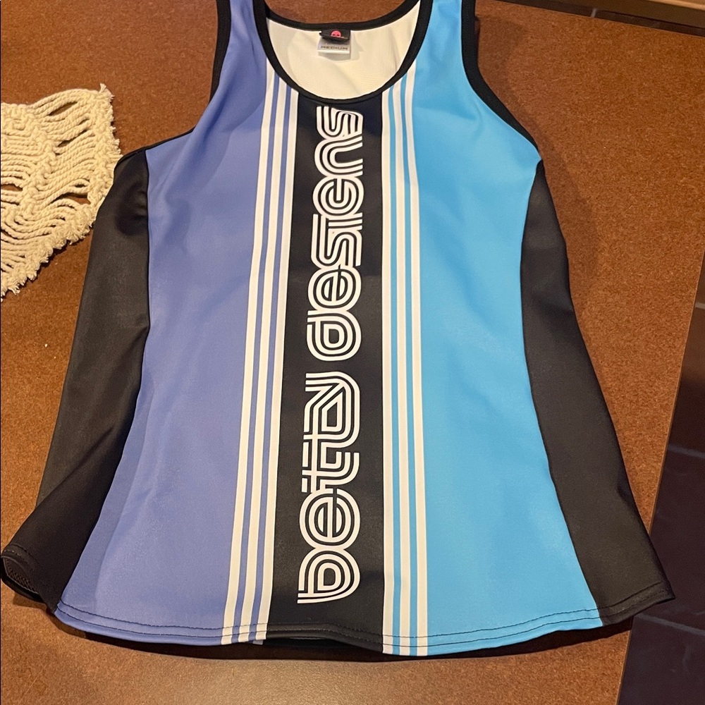 Betty Designs Women's Cycling/Triathlon Striped Tank Top - Blue and Black